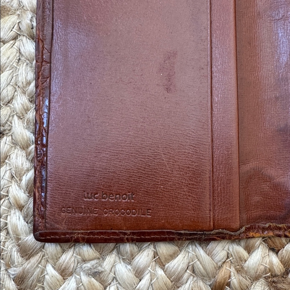 Luc Benoit Real Crocodile Brown Checkbook Billfold Wallet Vintage - Picture 10 of 10